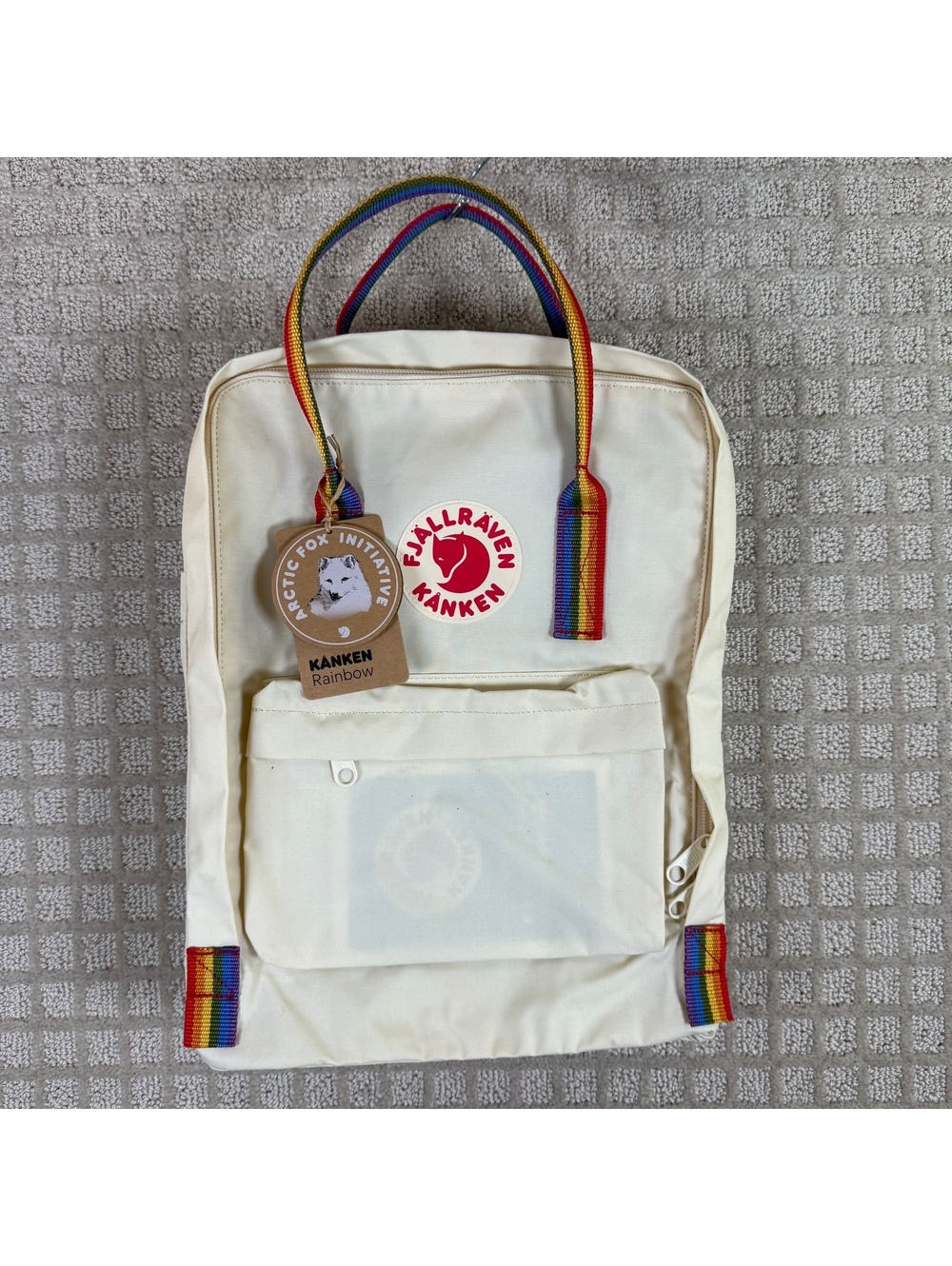 Fjallraven Kanken Rainbow Backpack Chalk White NWT